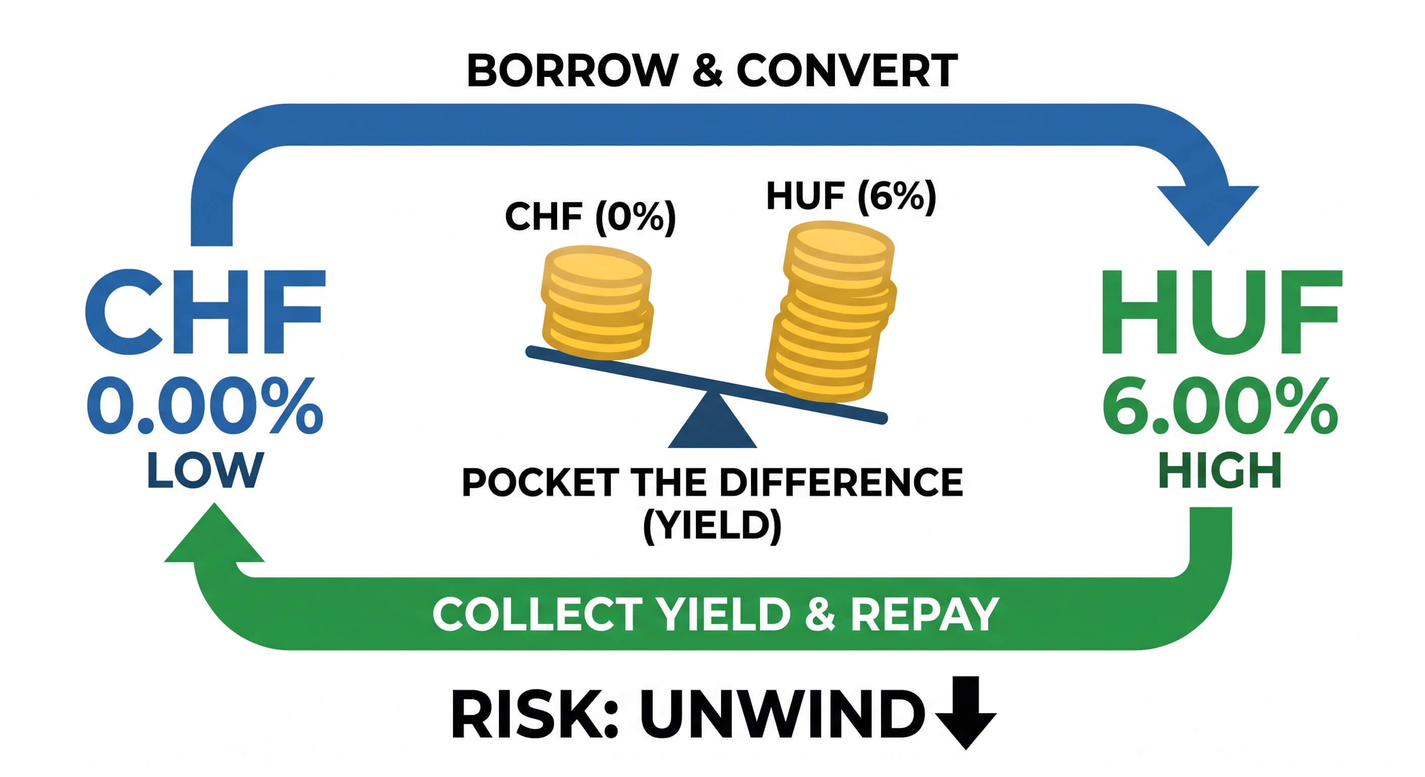 Money flowing from a low-interest currency into a high-interest one